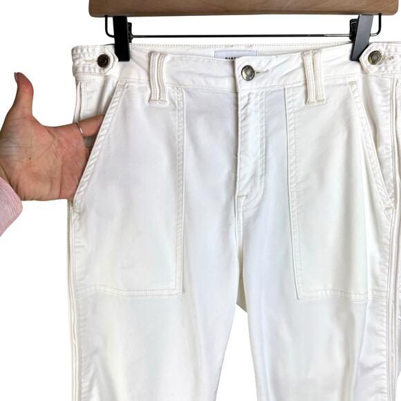 Pistola White Stretch Denim Patch Pocket High Rise Cropped Skinny Pants - Picture 5 of 9